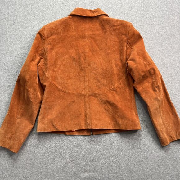 Clio Full Zip Suede Jacket 10 Orange Retro Rock Western Rodeo Cozy Chic Boho - Picture 10 of 12